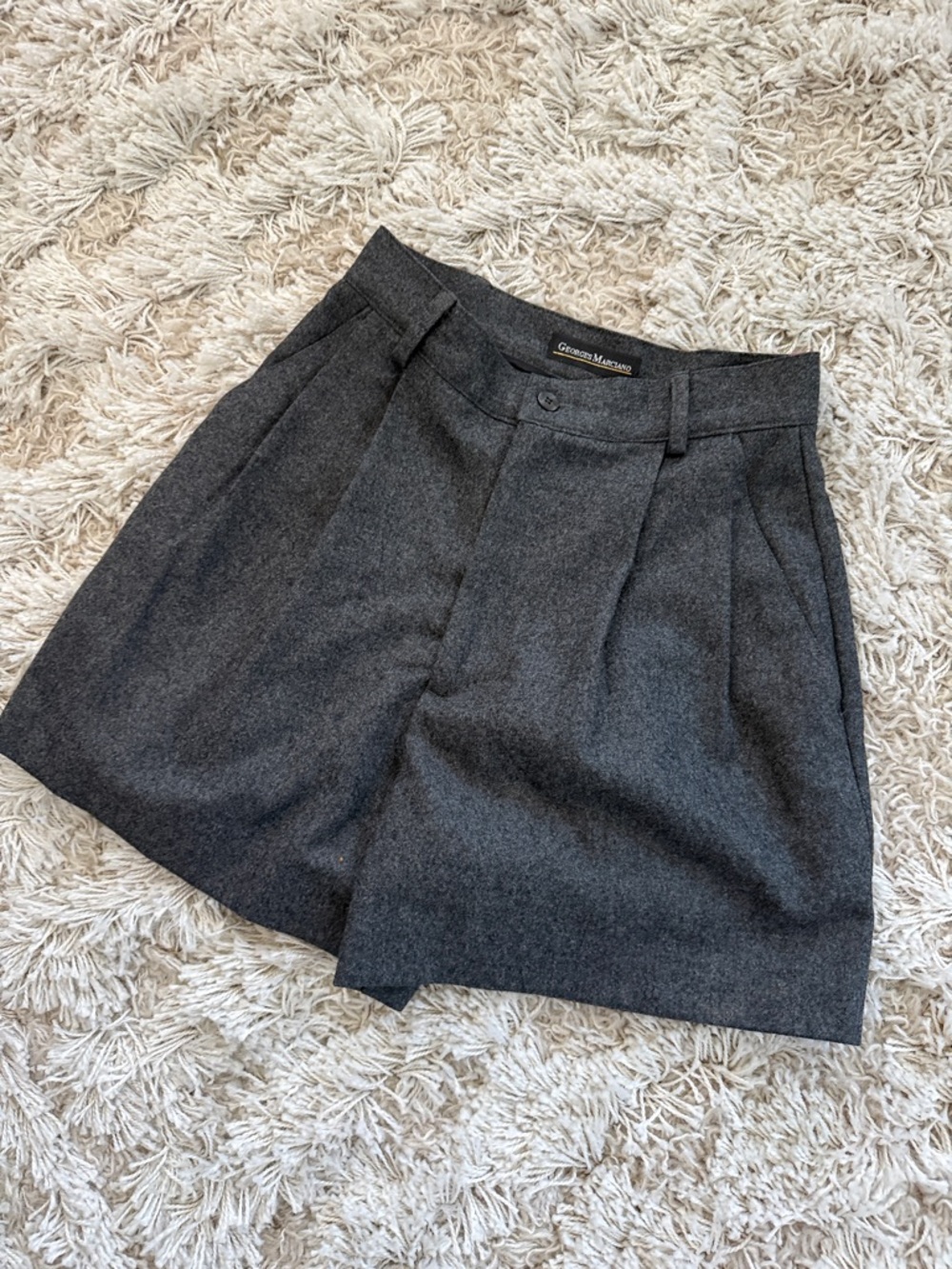 Vintage Georges Marciano Charcoal Tailored 100% Wool Shorts Size 4